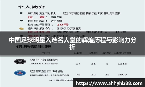 中国足球明星入选名人堂的辉煌历程与影响力分析